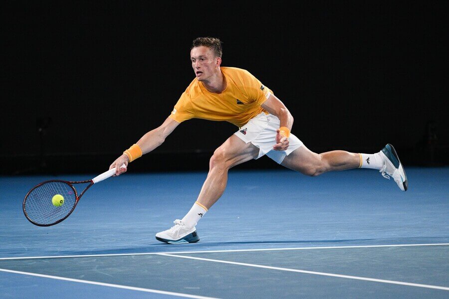 Tenis, Jiří Lehečka při zápase na grandslamu Australian Open, Melbourne