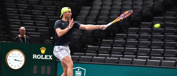 Tenis, Rafael Nadal při tréninku na ATP Masters v Paříži