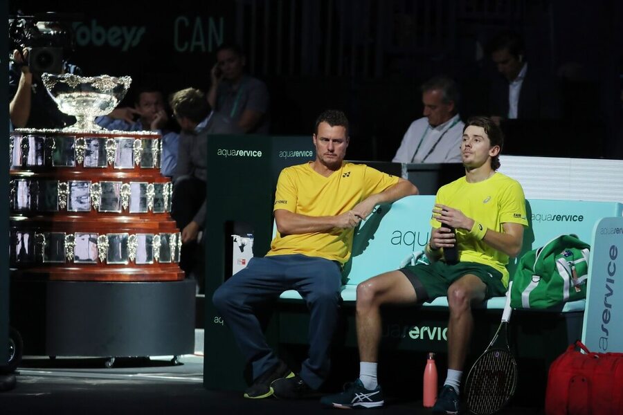 Tenis, Davis Cup - Davisův pohár, australský kapitán Lleyton Hewitt a jednička Alex de Minaur