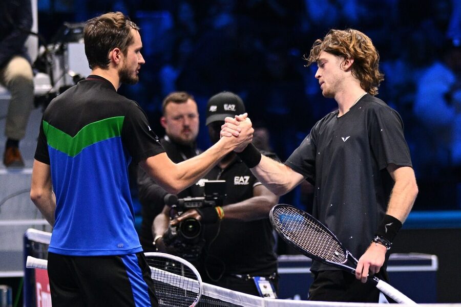 Tenis, ATP, ruští tenisté Daniil Medvedev a Andrey Rublev na Turnaji mistrů, ATP Finals