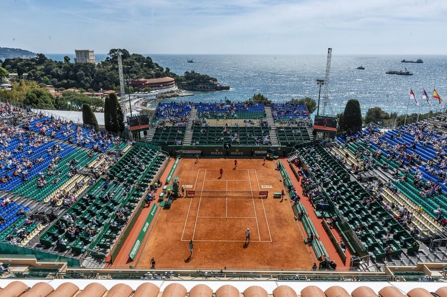 Tenis, ATP, pohled na centrální kurt při ATP 1000 Monte Carlo